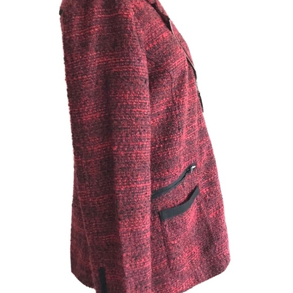 Lucky Brand | Slouchy Long Moto Jacket Women's Size S Red Full Zip Long Sleeve - Picture 6 of 12